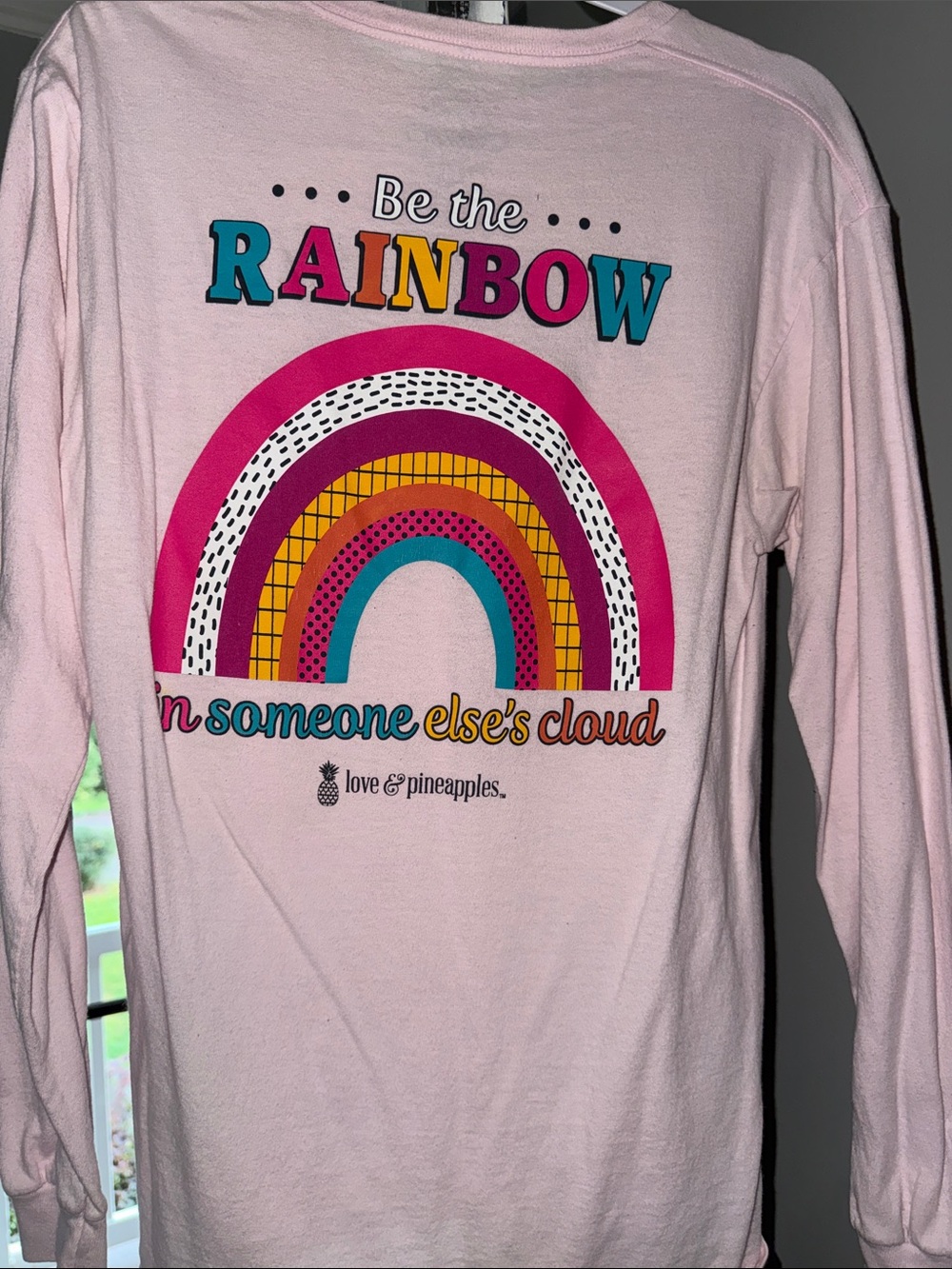 Love & Pineapples Pink Long-Sleeve Tee - 'Be the Rainbow' Graphic